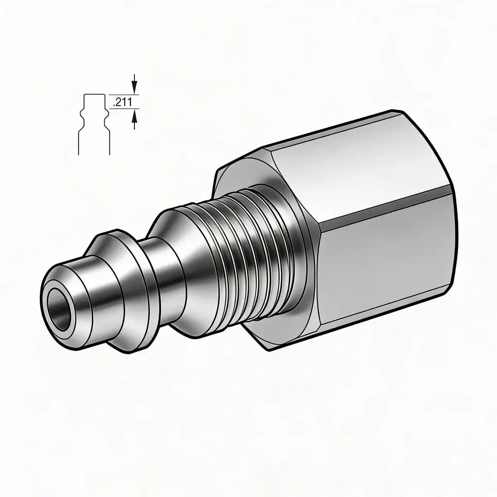 1/4" Industrial Air Nipple to 3/8" Female NPT Steel