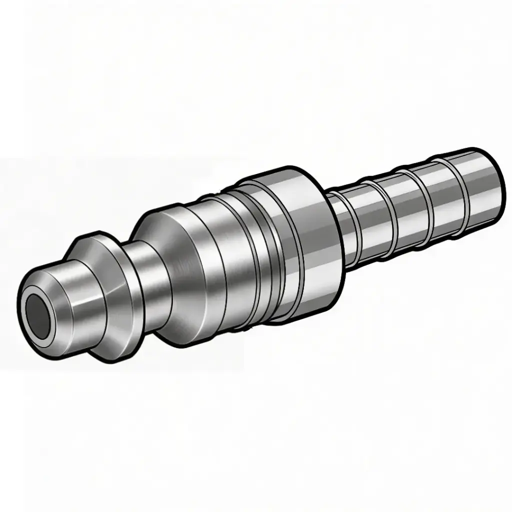 1/4" Industrial Air Nipple to 3/8" Hose Barb Steel