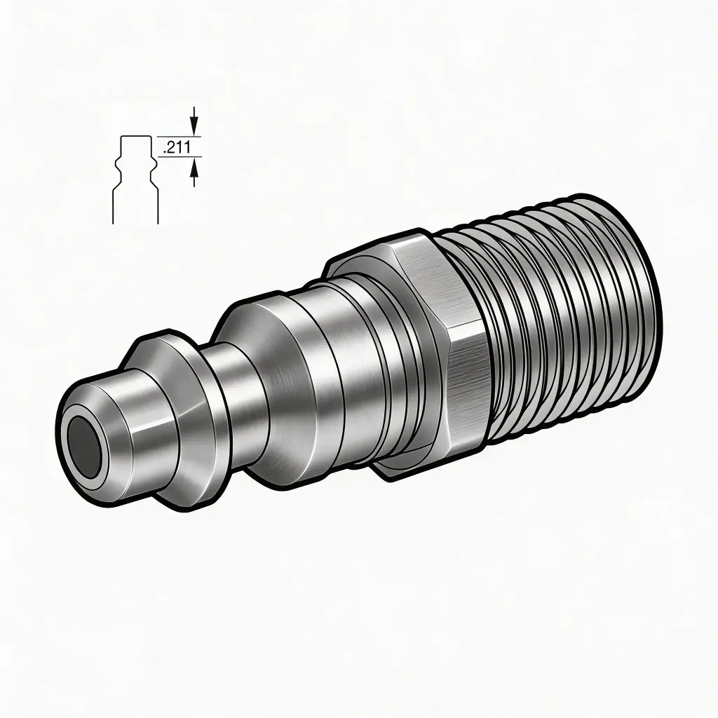 1/4" Industrial Air Nipple to 3/8" Male NPT Steel