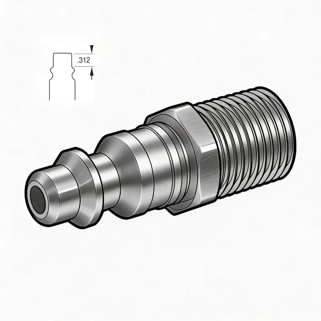 3/8" Industrial Air Nipple to 1/4" Male NPT Steel