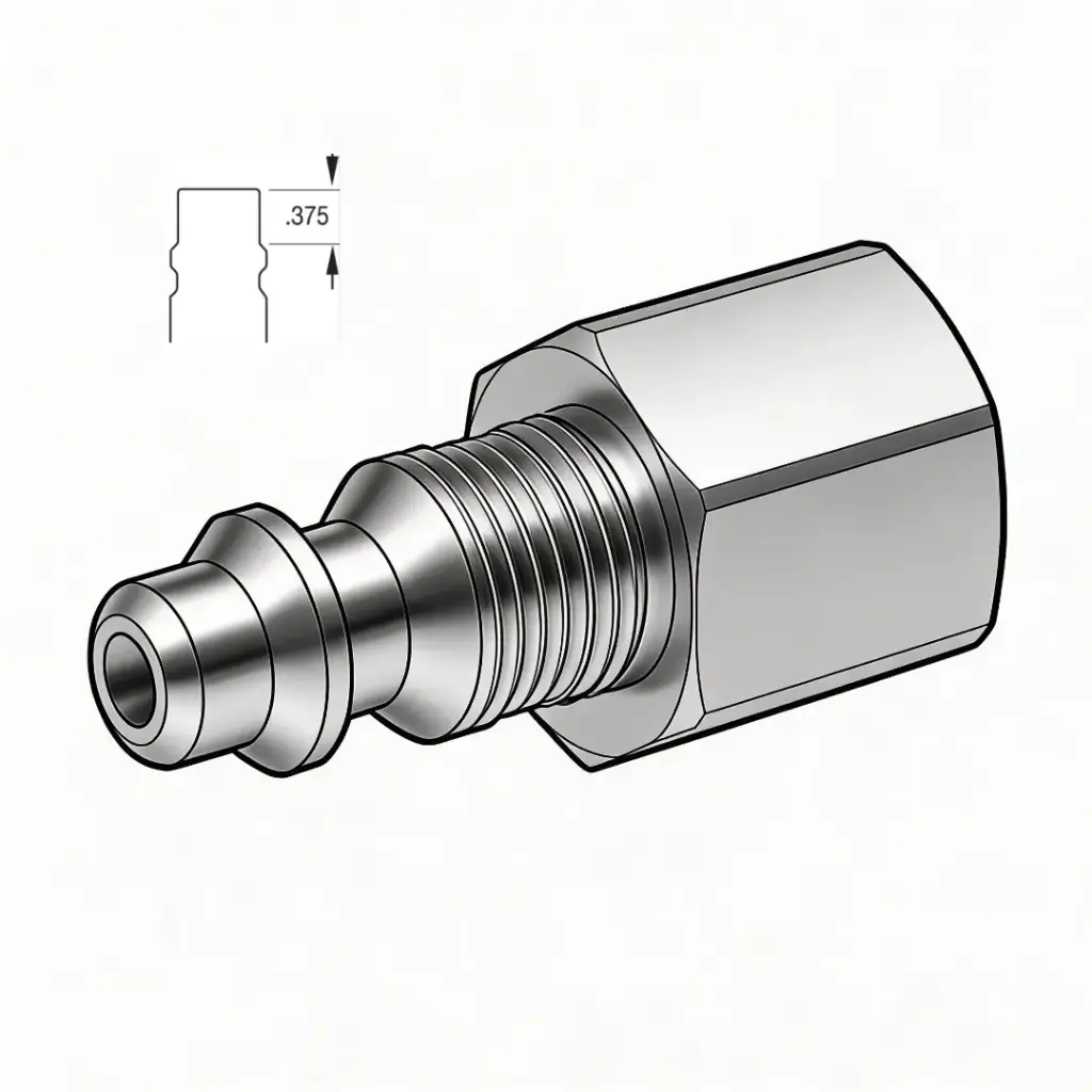 1/2" Industrial Air Nipple to 3/8" Female NPT Steel
