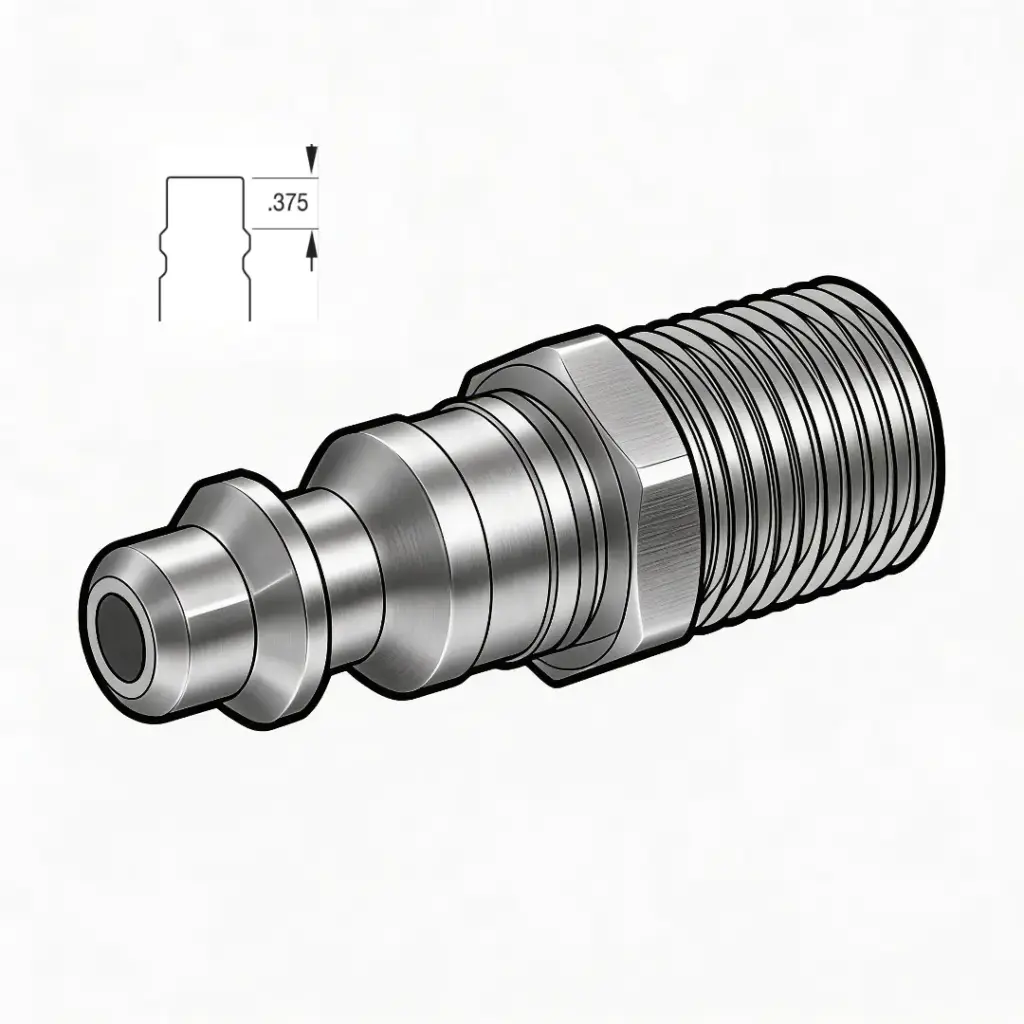 1/2" Industrial Air Nipple to 1/2" Male NPT Steel
