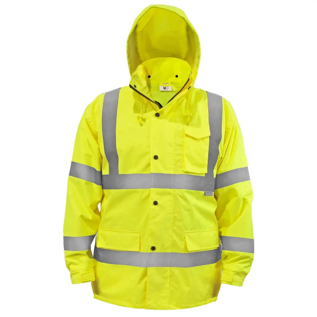 Large Hi-Viz Hooded Rain Jacket Class 3 (Tingley/Vision)