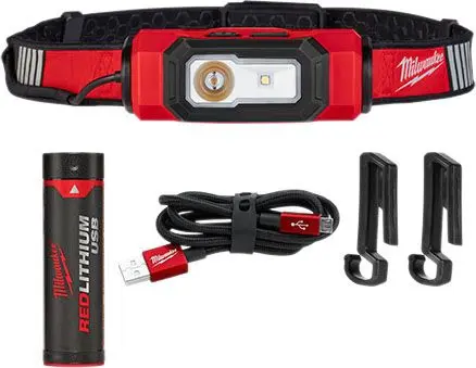 600 Lumen Hard Hat Head Lamp USB Rechargeable [360-Degree Visibility] (Milwaukee)