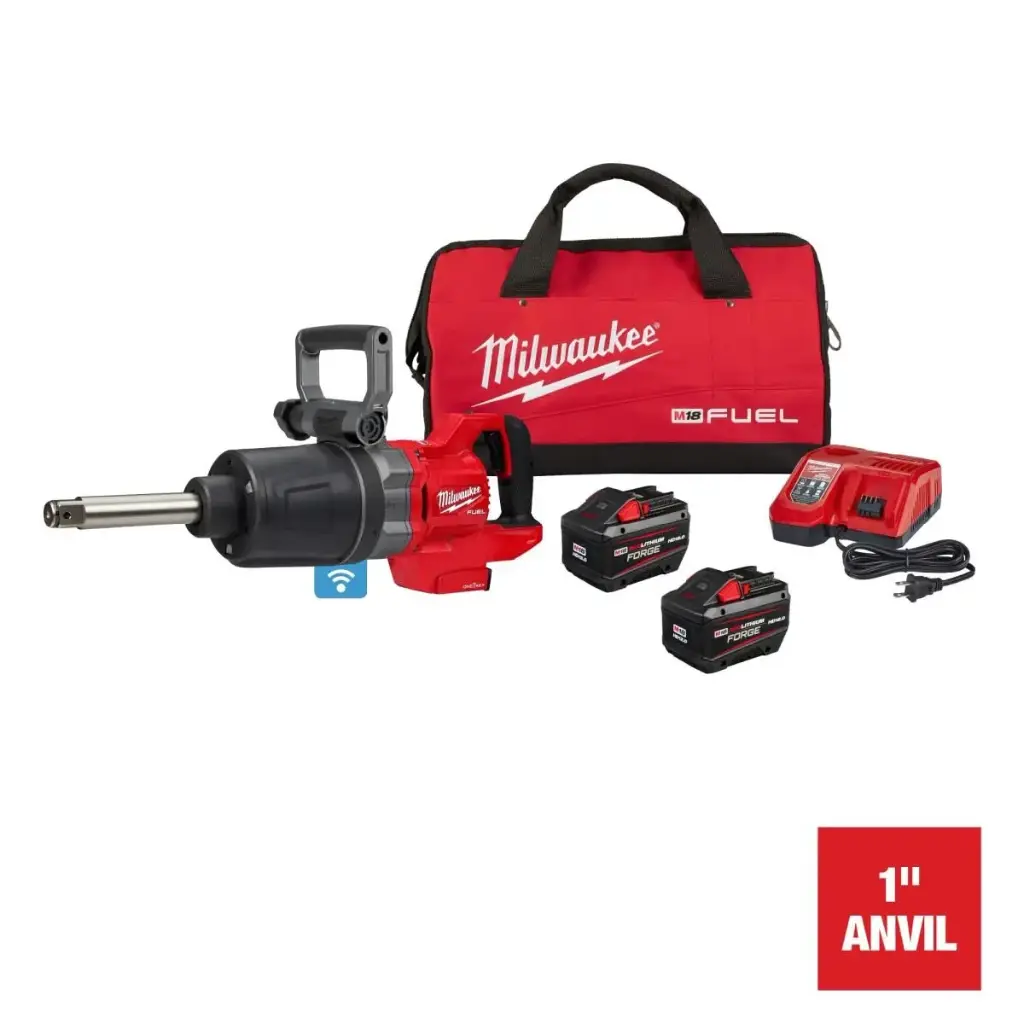1" Extended Anvil D-Handle Impact Wrench Kit W/[2] 12.0 Batteries & Charger (Milwaukee)