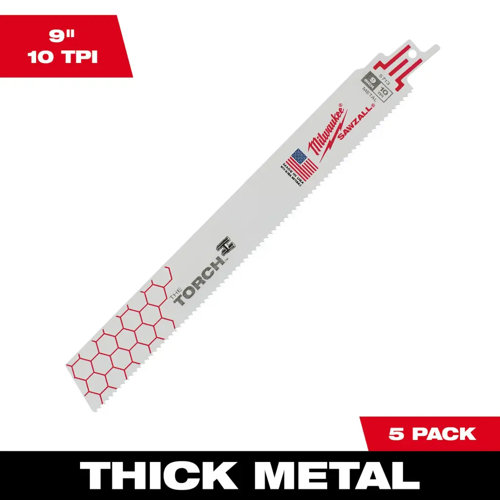 5Pk 9" X 10T TORCH Sawzall Blade (Milwaukee)