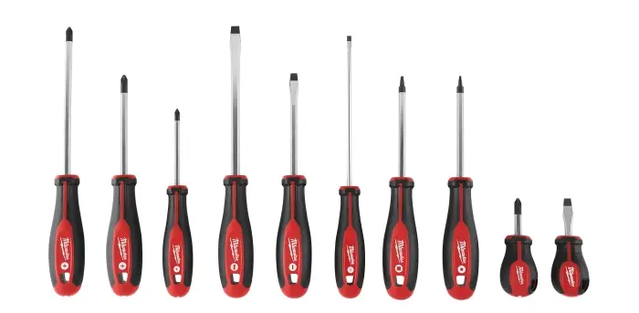 10Pc Screwdriver Set [4 Phil/4 Slot/2 Square] (Milwaukee)