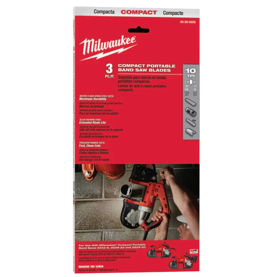3Pk 10T X 35-3/8 Thick Metal Compact Port-A-Band Saw Blade (Milwaukee)