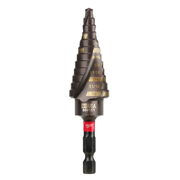 #4 [3/16"-7/8"] Impact Spiral Step Bit Spiral Flute (Milwaukee)