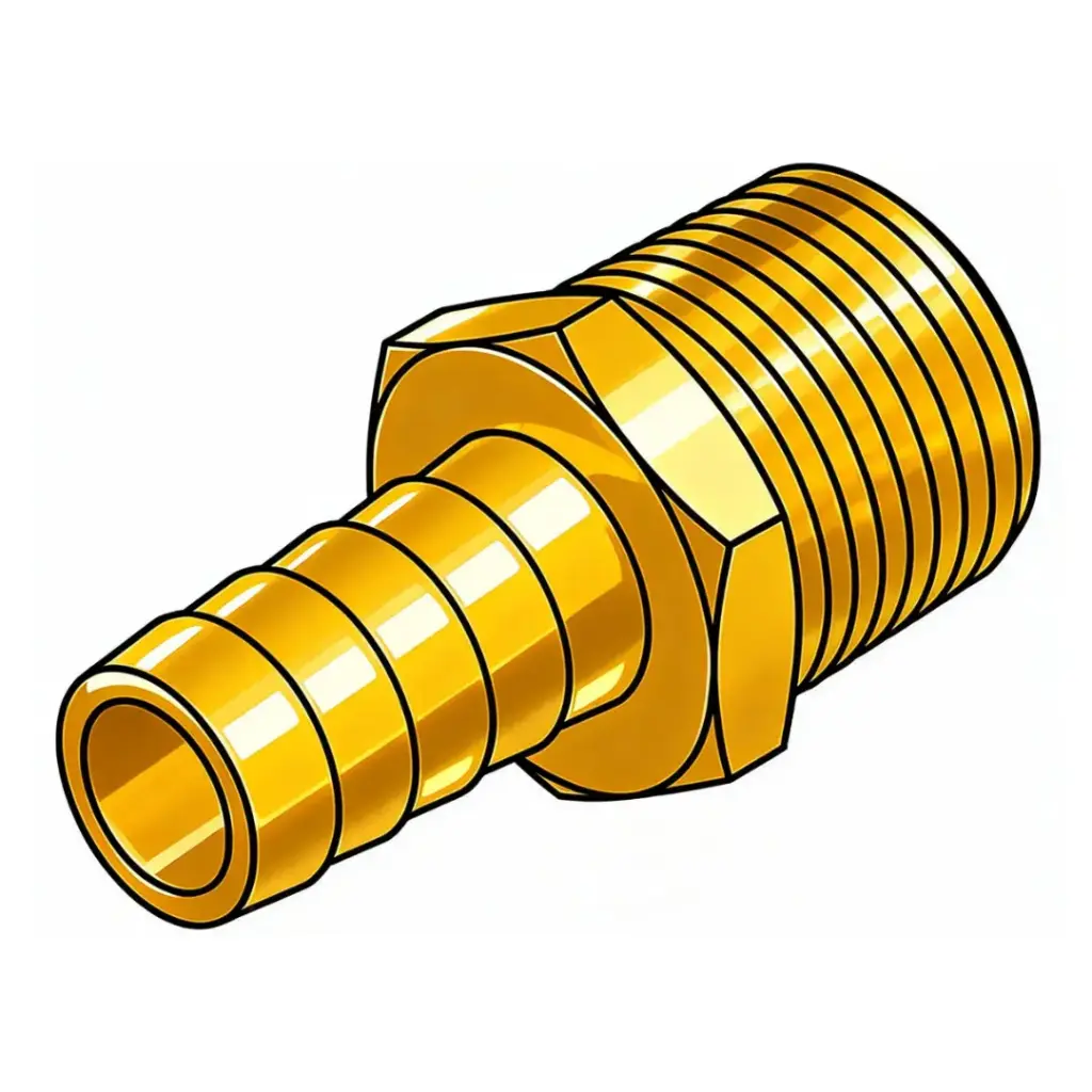 1" Barb to 3/4" Male Pipe Staight Adapter Fitting Brass