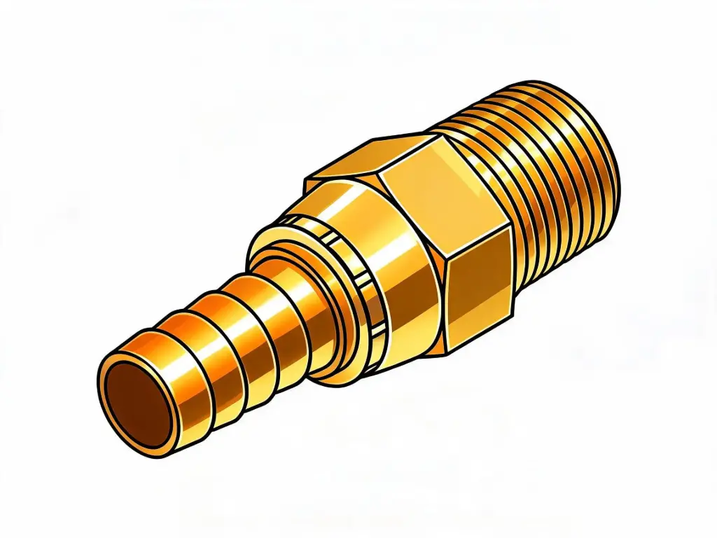 3/8" Barb to 3/8" Male Pipe Straight Adapter Swivel Fitting Brass