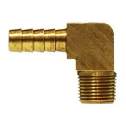 1/2" 90° Barbed to 1/4" NPT Male Pipe Brass Fitting