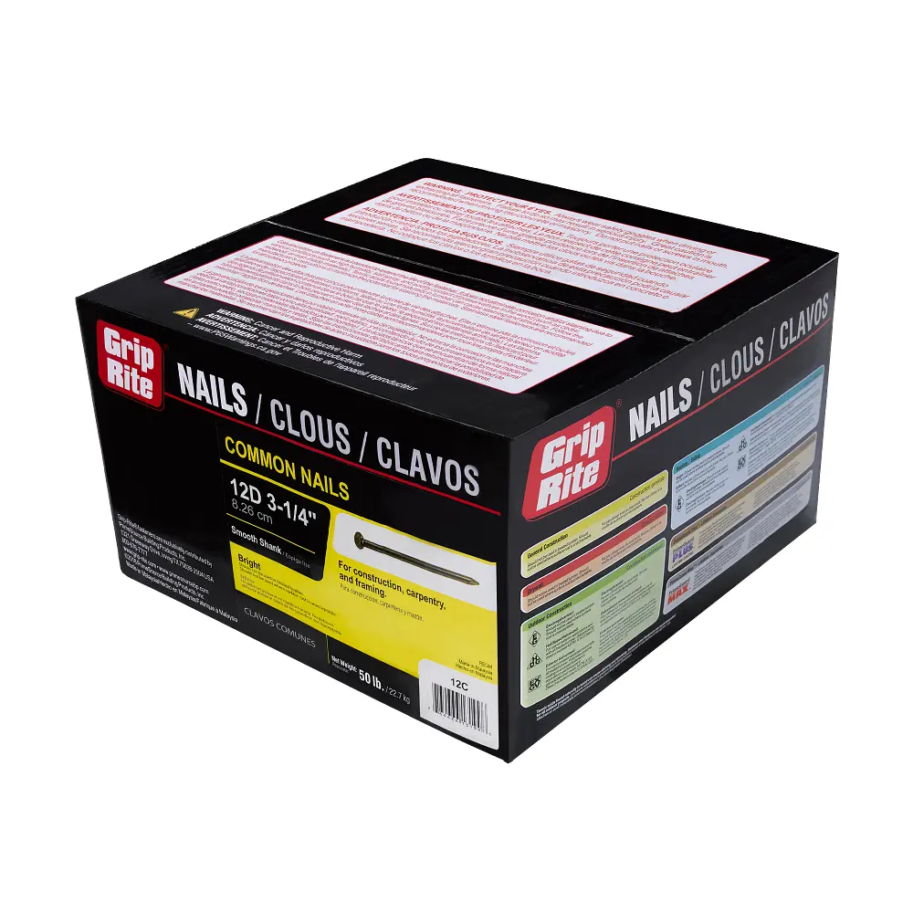 12D X 3-1/2" Bright Common Nail [50lb Box/Approx 3050pcs]