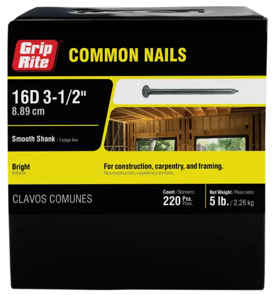 16D X 3-1/2" Bright Common Nail [5lb Box/Approx 220pcs]