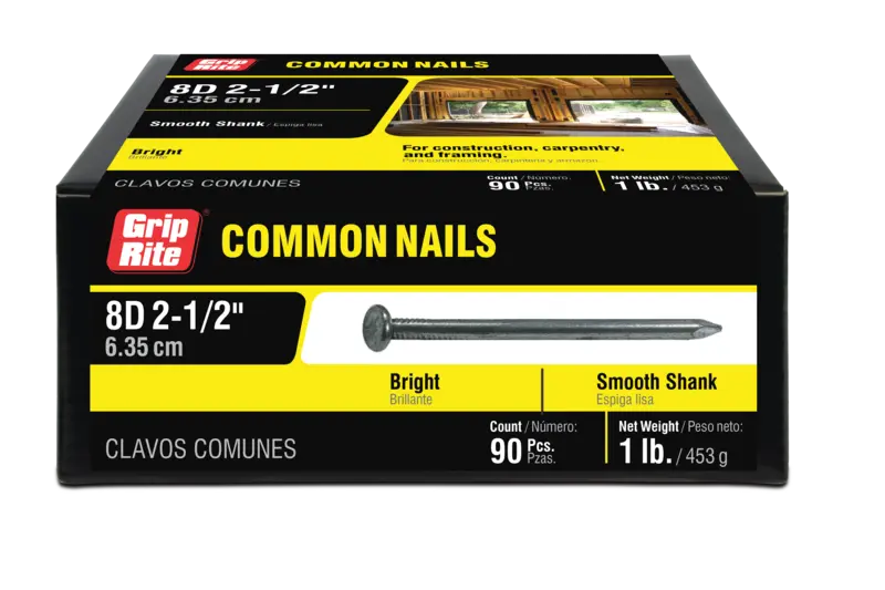 8D X 2-1/2" Bright Common Nail [1lb Box/Approx 90pcs]