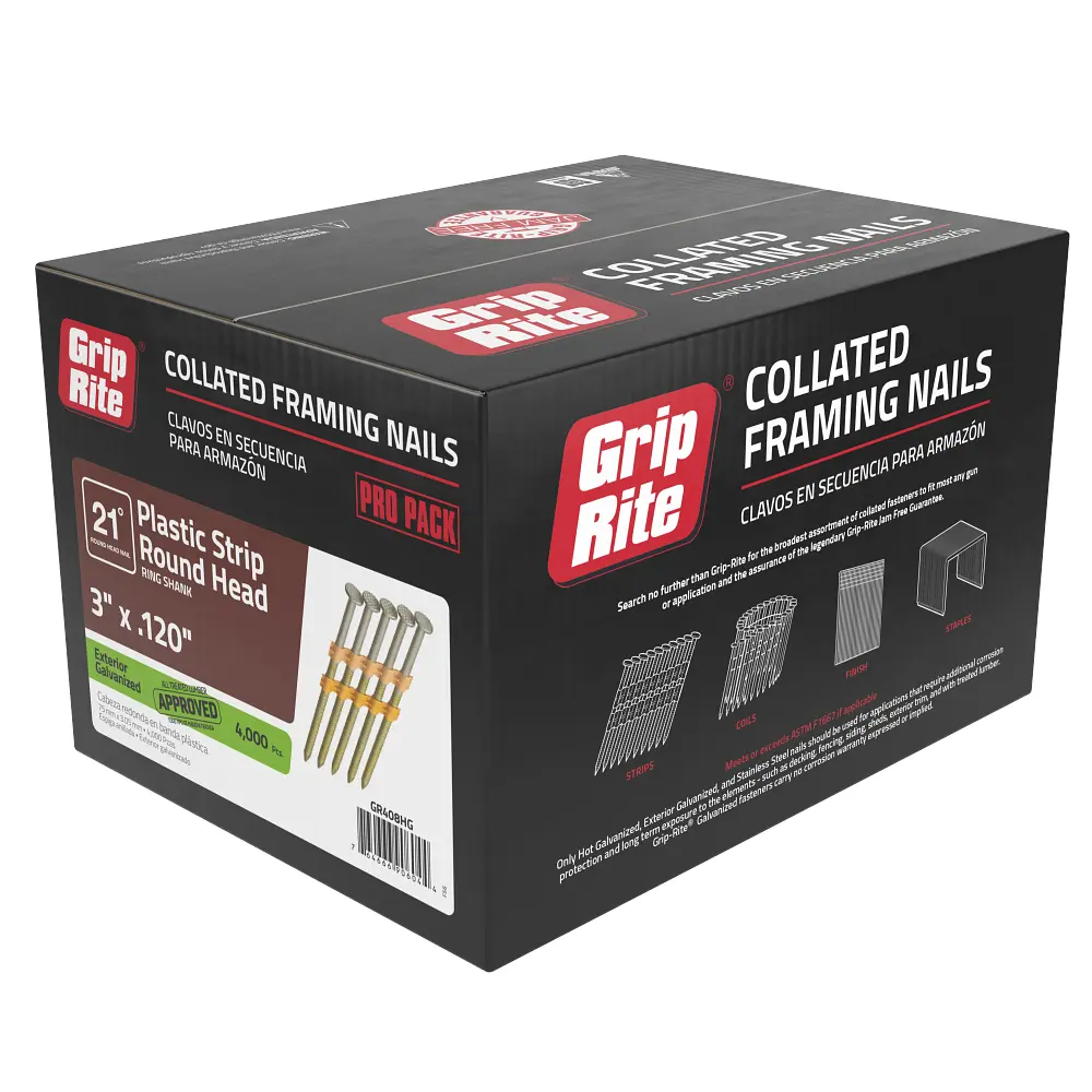 21° X .120 X 3" Ring Shank Nails 4000/Box (Grip-Rite)