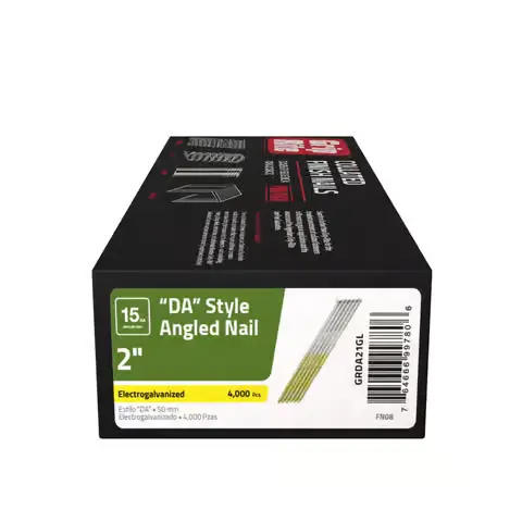 15Ga X 2" DA Galvanized Angled Finish Nails [4,000 Pk] (Grip-Rite)