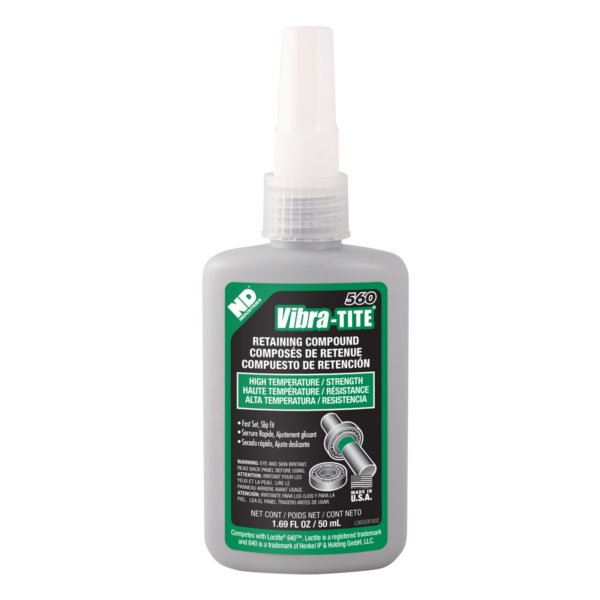 Green High Temp/Strength Fast Set Retaining Compound Threadlocker 50ml (Vibra-Tite)