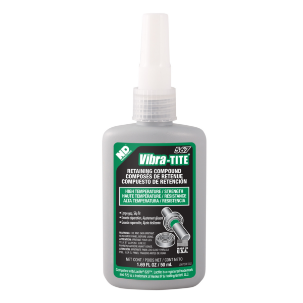 Green High Temp/Strength Large Gap Filling Retaining Compound Threadlocker 50ml (NDI/Vibra-Tite)