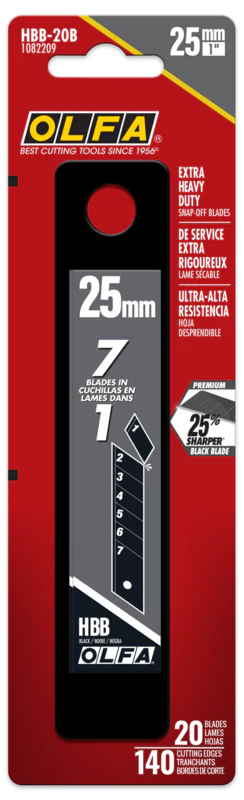 20Pk 25mm Snap-Off Utility Knife Blades (OLFA)