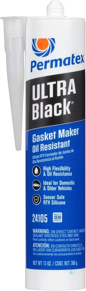 Ultra Black Oil Resistant Gasket Maker RTV Silicone [13oz Caulking Tube] (Permatex)