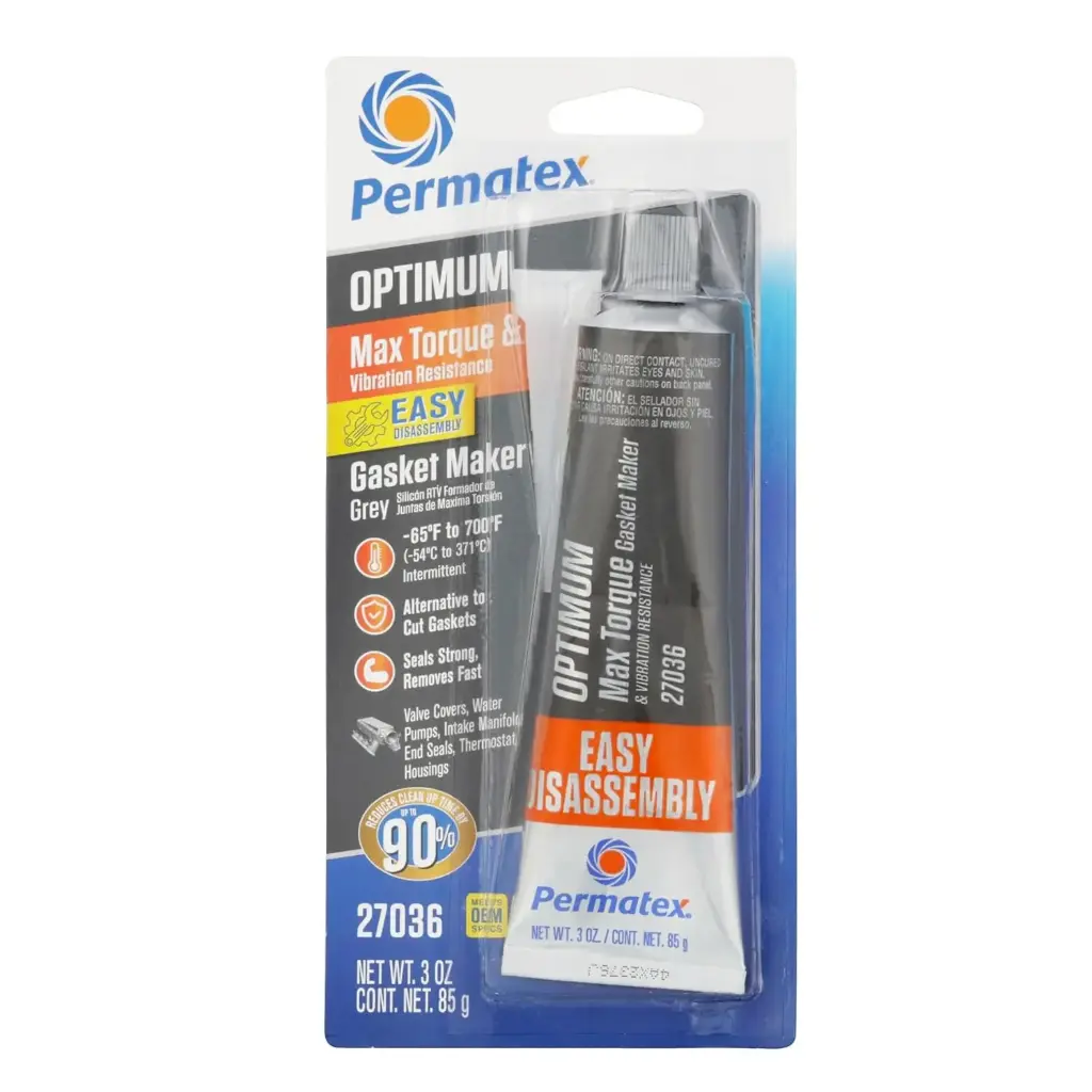 Optimum Max Torque Grey Gasket Maker RTV Silicone [3oz Squeeze Tube] (Permatex)