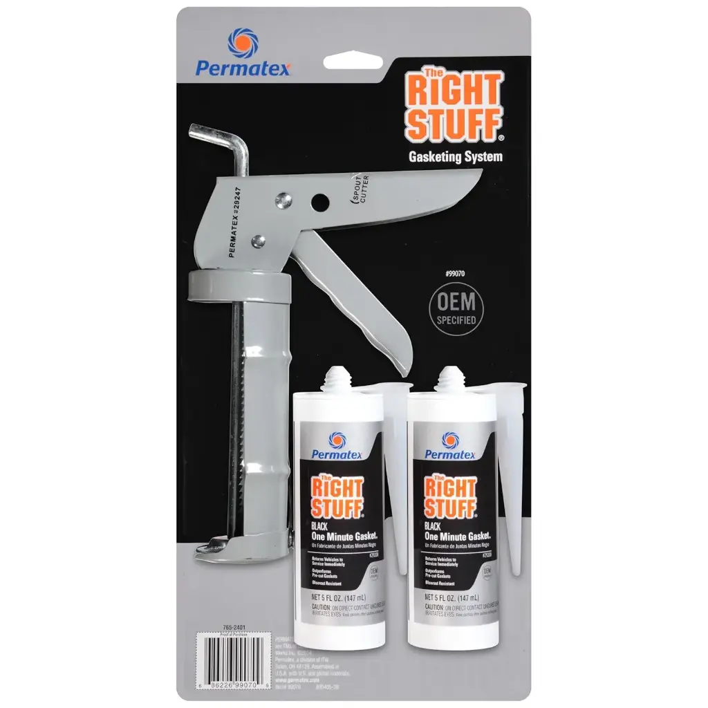 2Pk Black Gasket Maker "The Right Stuff" [5oz Caulking Tube] W/Dispenser (Permatex)