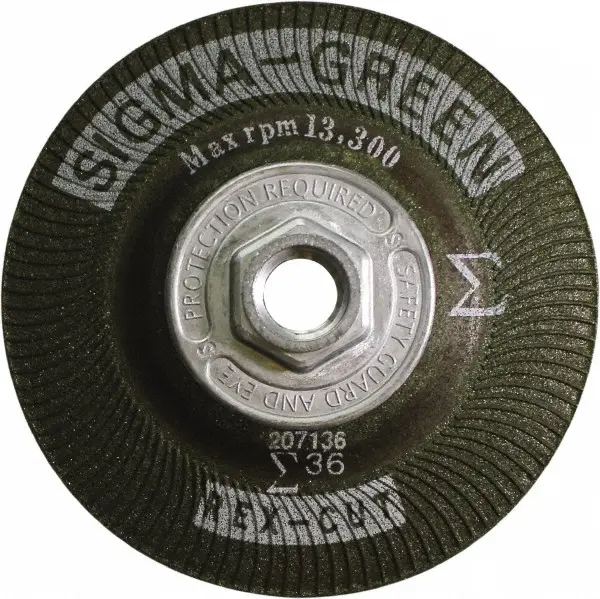 4-1/2" X 5/8-11 Sigma Green Grinding Wheel 36 Grit (Rex-Cut)