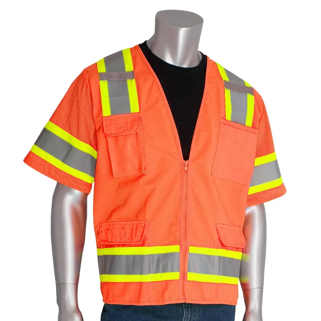 Class 3 Safety Vest Orange Zipper (X-Large)