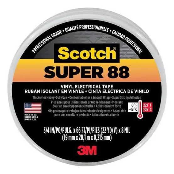 Super 88 Black Electrical Tape 3/4" X 66FT. (3M/Scotch)