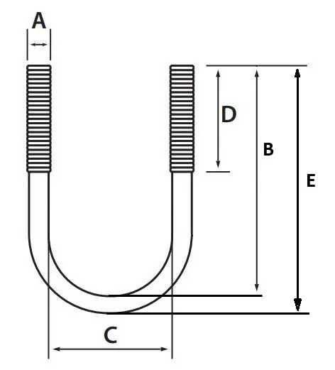 1/4"-20 X 3-1/2" X 1-1/8"  U-Bolt W/Plate & Hex Nuts Stainless Steel