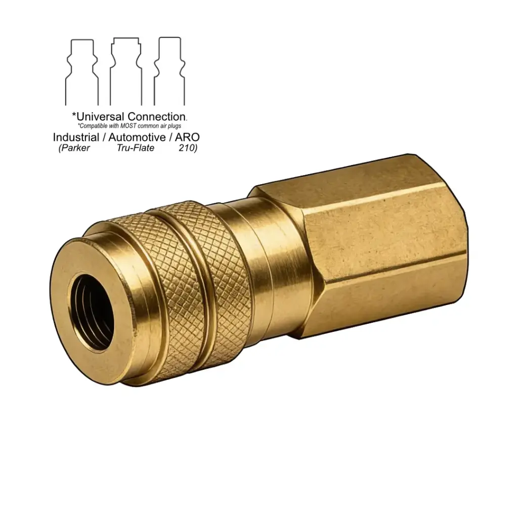 1/4" Universal Air Coupler X 1/4" Female NPT Brass *Compatible W/ARO, Industrial & Automotive Style]