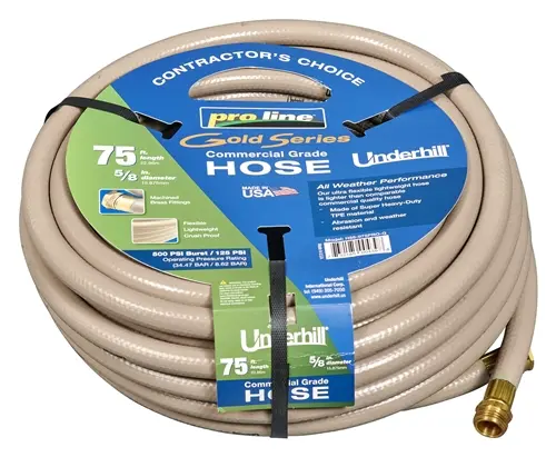 5/8" X 75' Proline GOLD 125psi Pressure 500psi Burst Hose (Underhill/USA)