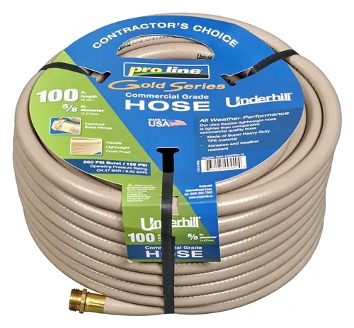 5/8" X 100' Proline GOLD 125psi Pressure 500psi Burst Hose (Underhill/USA)