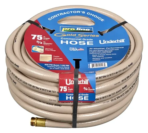 3/4" X 75' Proline GOLD 125psi Pressure 500psi Burst Hose (Underhill/USA)
