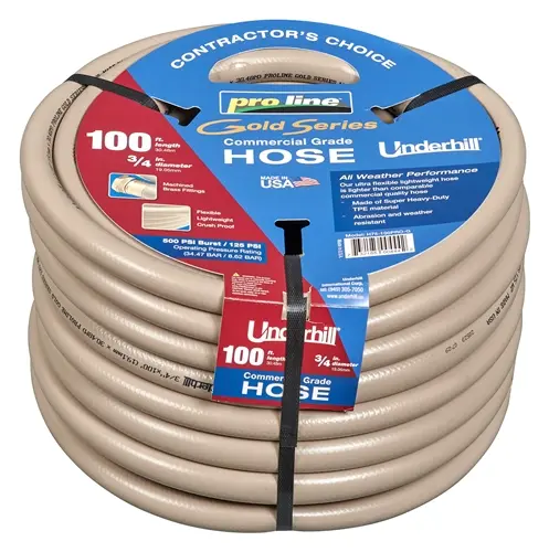 3/4" X 100' Proline GOLD 125psi Pressure 500psi Burst Hose (Underhill/USA)