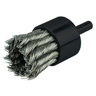 1-1/8" X .014GA X 1/4 Shank Knotted Wire End Brush Stainless Steel