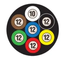100Ft 7-Way Trailer Wire Black Round Jacket [12/6-10/1]