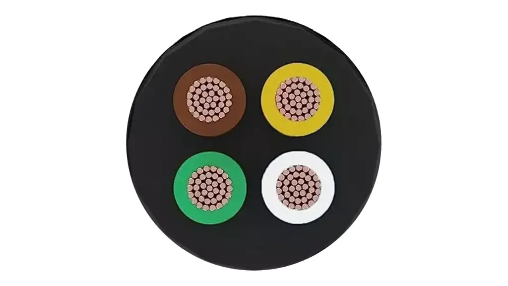 100Ft 14/4 Black Round Jacketed Trailer Wire [White, Brown, Yellow & Green]