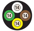100Ft 14/4 Black Round Jacketed Trailer Wire [White, Brown, Yellow & Green]