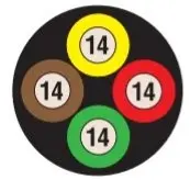 100Ft 14/4 Round Black Jacketed Trailer Wire [Yellow, Red, Green & Brown]