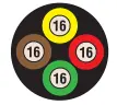 16/4 Jacketed Trailer Wire [Yellow, Red, Green & Brown in Black Jacket] 100Ft