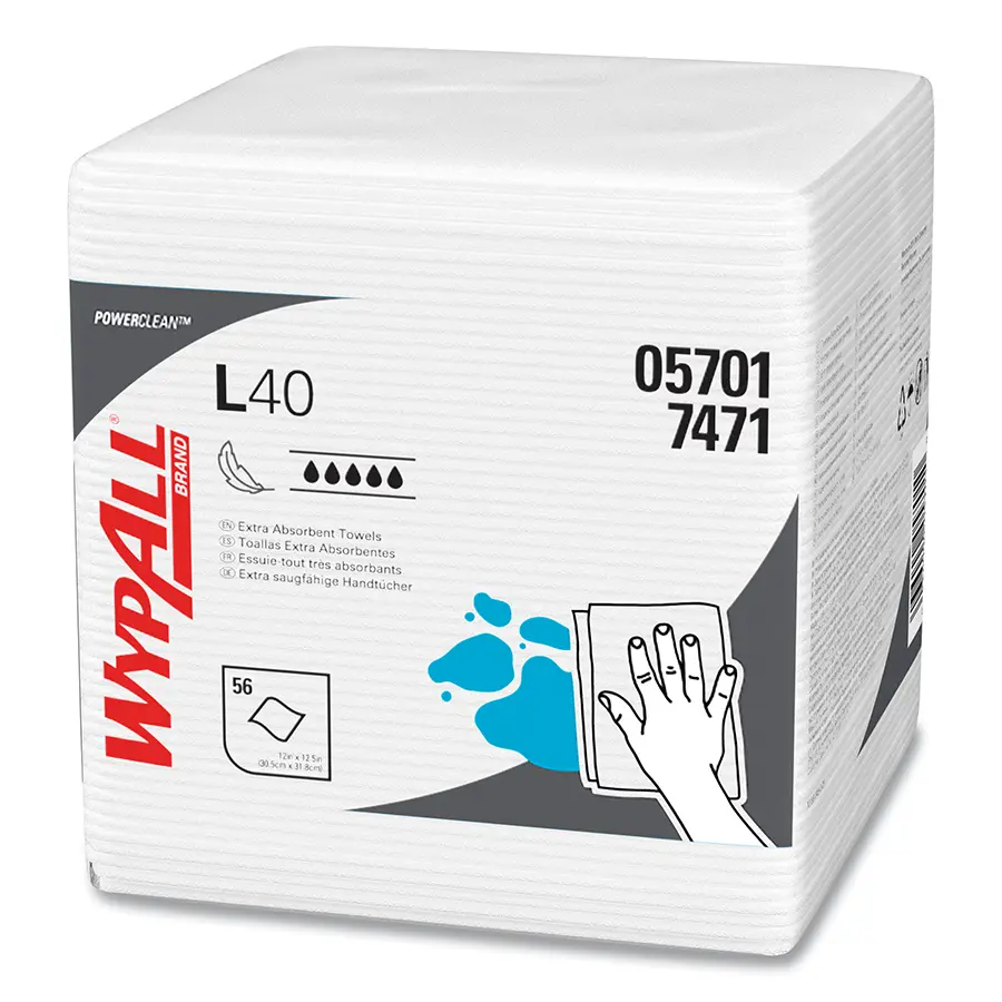 L40 12.5" X 14.4" White Wipers 56Ct Plastic Sleeve (Wypall) CASE OF 18*