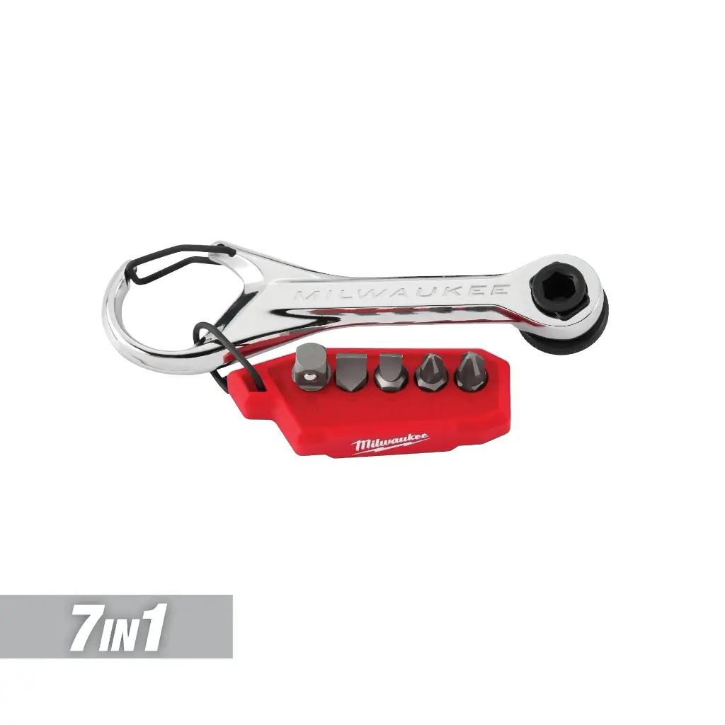 7-in-1 Multi-Bit Mini Ratchet on Keychain (Milwaukee)