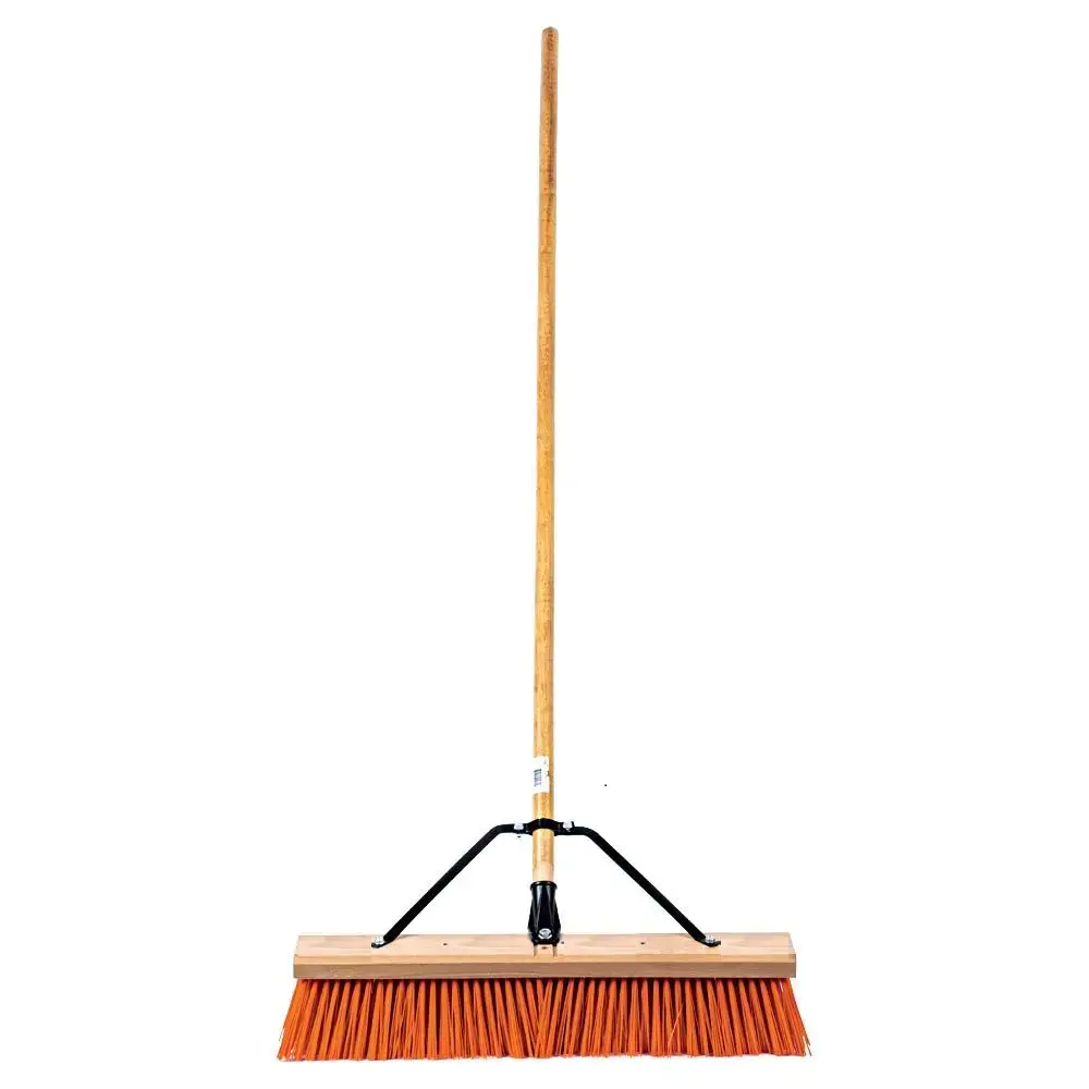 24" Coarse Red Broom Assembly W/Handle & Brace