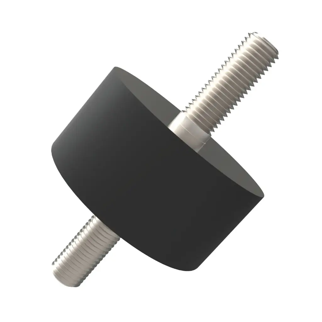 M8-1.25 X 2-1/4" OAL Male X Male Rubber Shockmount Isolator  [1"H X 1-1/4"Dia X 5/8" Thd Lth]