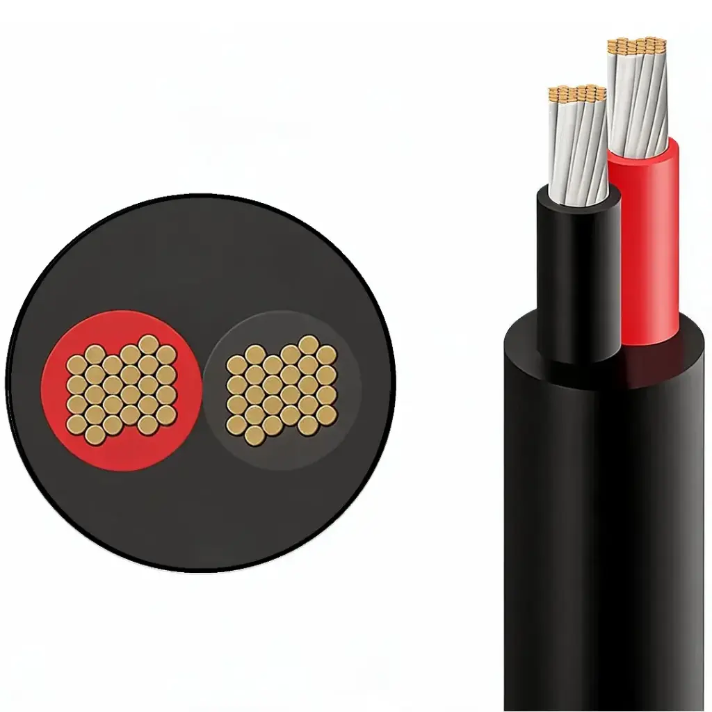 100Ft 14/2 Round Jacketed Duplex Trailer Wire [Black & Red]