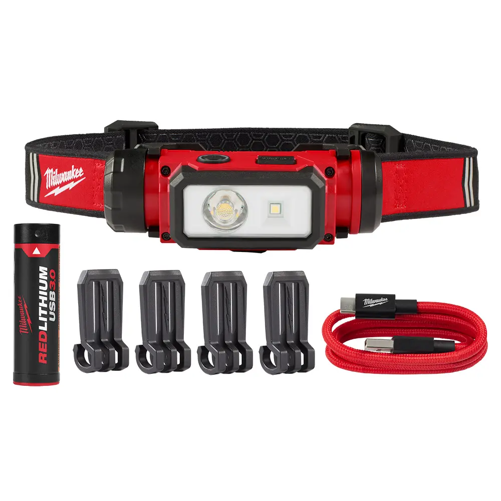 600 Lumen Hard Hat Head Lamp USB Rechargeable (Milwaukee)