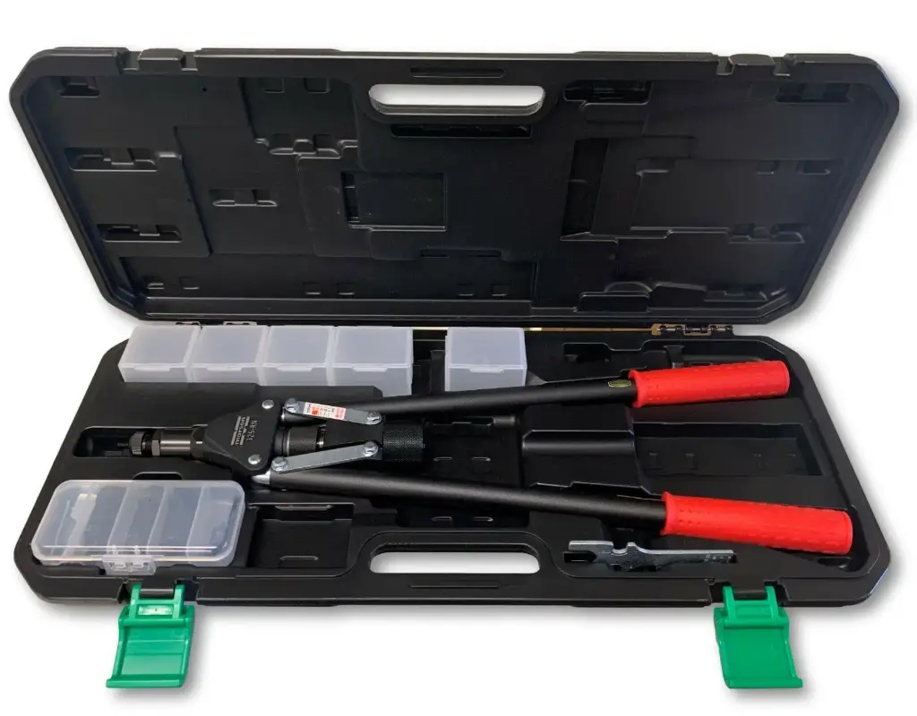 Heavy Duty Rivet Nut Plier Kit W/Nosepieces and Mandrels [10-24, 10-32, 1/4-20, 5/16-18 & 3/8-16] (Marson)