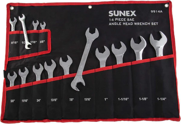 14Pc SAE Angled Head Wrench Set [3/8" to 1-1/4"] (Sunex)